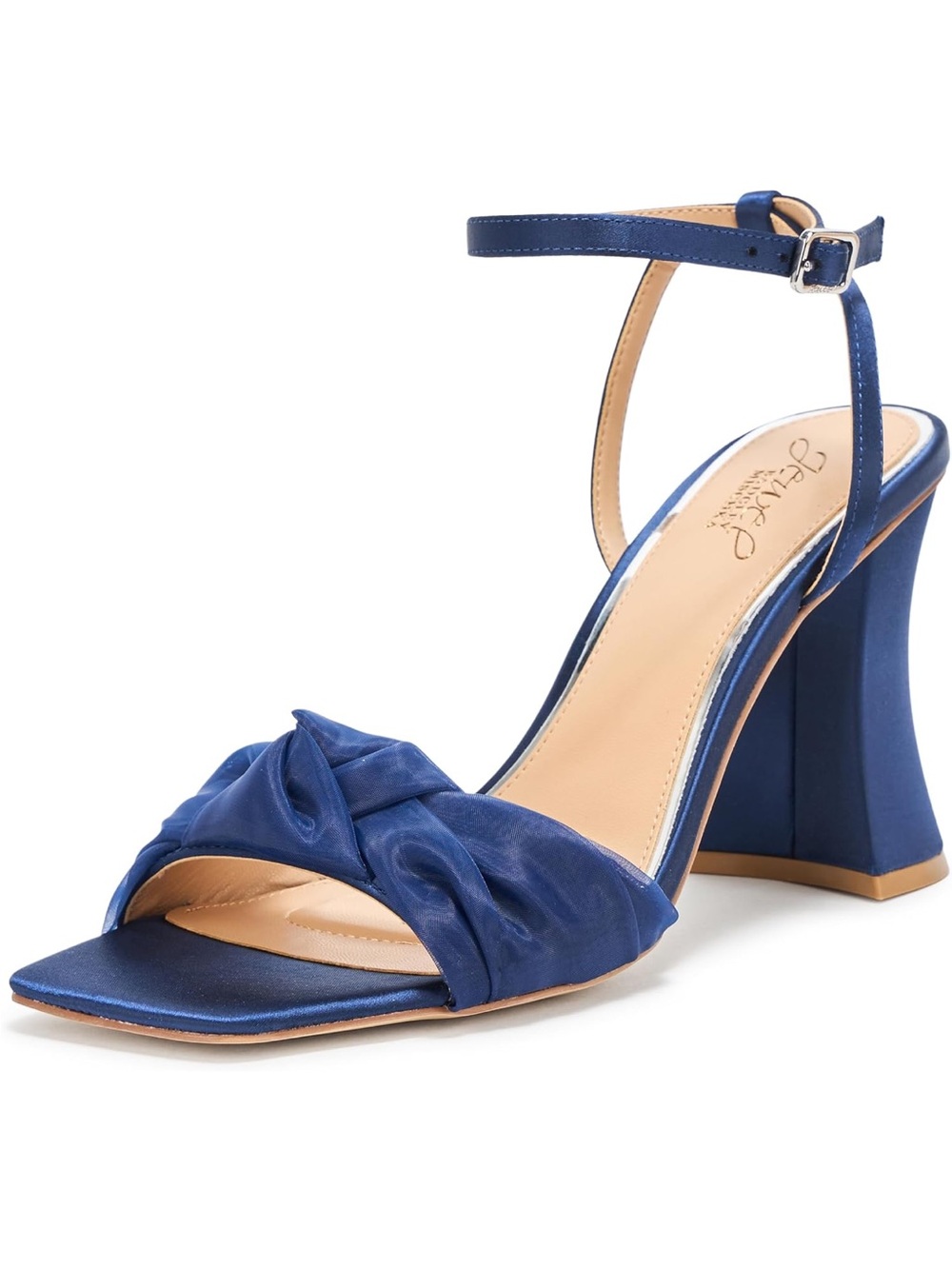 Badley Mischka Fayola Ankle-Strap Knotted Satin Sandal - navy Blue Sz 8M